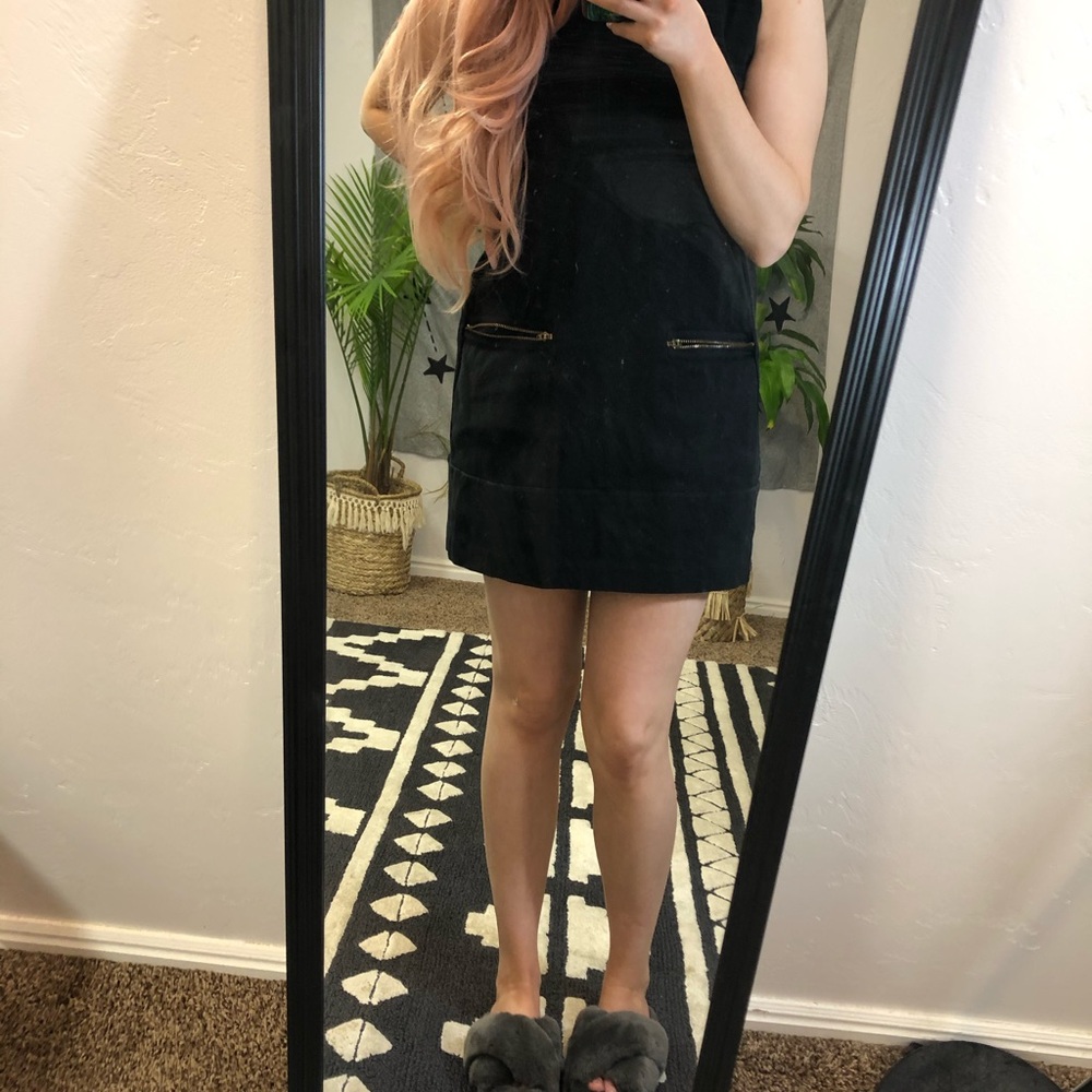 Jcrew black shift dress with zip pockets